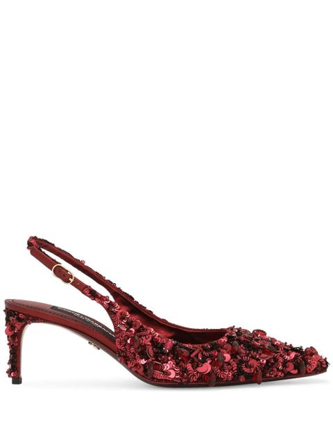 Dolce & Gabbana crystal-embellished slingback pumps - Red - zdjęcie produktu nr 1