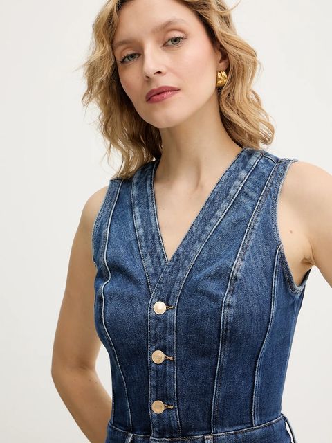 Guess sukienka jeansowa AMARA kolor niebieski midi prosta W5BK40 D0615