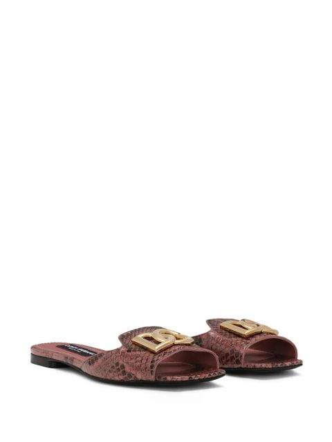 Dolce & Gabbana DG-plaque leather slides - Pink