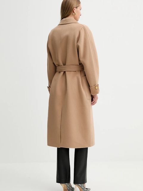 Elisabetta Franchi płaszcz wełniany kolor beżowy CP68D56E2