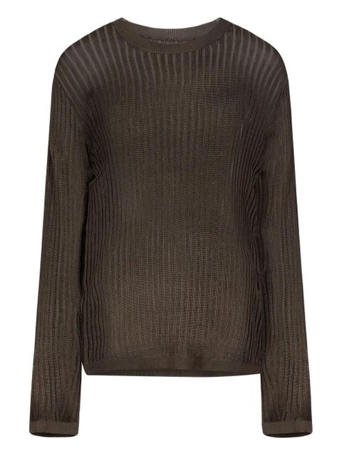 LouLou de Saison Hedora ribbed semi-sheer jumper - Brown