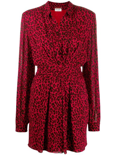Saint Laurent leopard print dress - Red - zdjęcie produktu nr 1