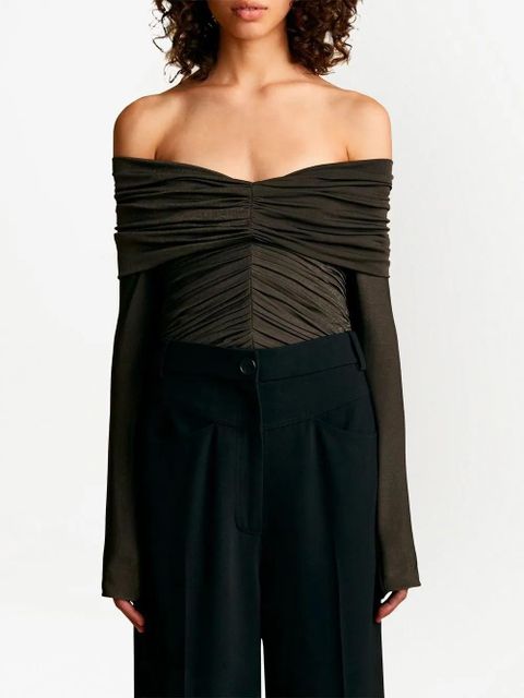 KHAITE The Panza off-shoulder bodysuit - Brown - zdjęcie produktu nr 2