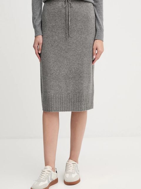 United Colors of Benetton spódnica z dodatkiem wełny kolor szary midi prosta 112HD001V - zdjęcie produktu nr 1