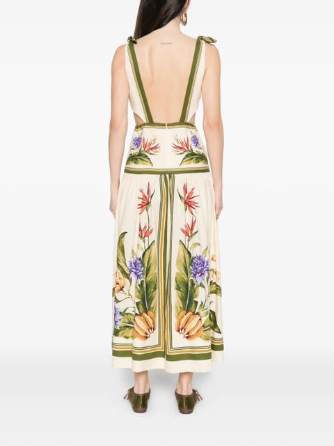 FARM Rio cut-out floral-print midi dress - Neutrals