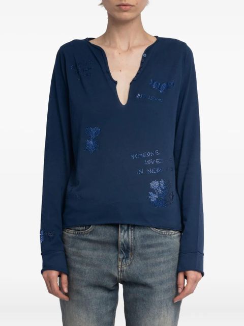 Zadig&Voltaire embellished V-neck top - Blue