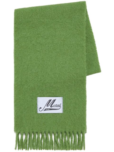Marni logo-patch alpaca wool-blend scarf - Green - zdjęcie produktu nr 1
