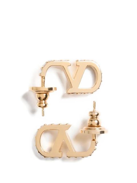 Valentino Garavani VLogo Signature metal and Swarovski® crystal earrings - Gold - zdjęcie produktu nr 2