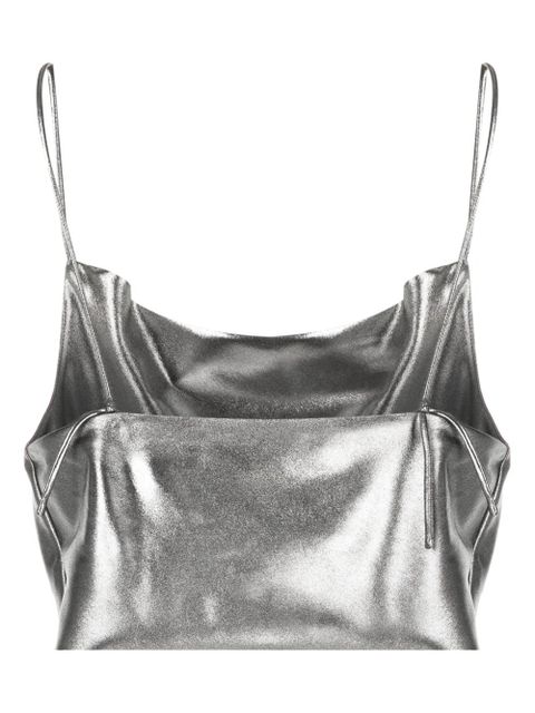 ROTATE BIRGER CHRISTENSEN metallic-effect sleeveless crop top - Silver - zdjęcie produktu nr 2