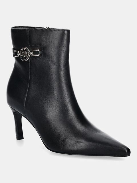 Guess botki skórzane PAISLIE damskie kolor czarny na szpilce FLFPAI LEA10 - zdjęcie produktu nr 1