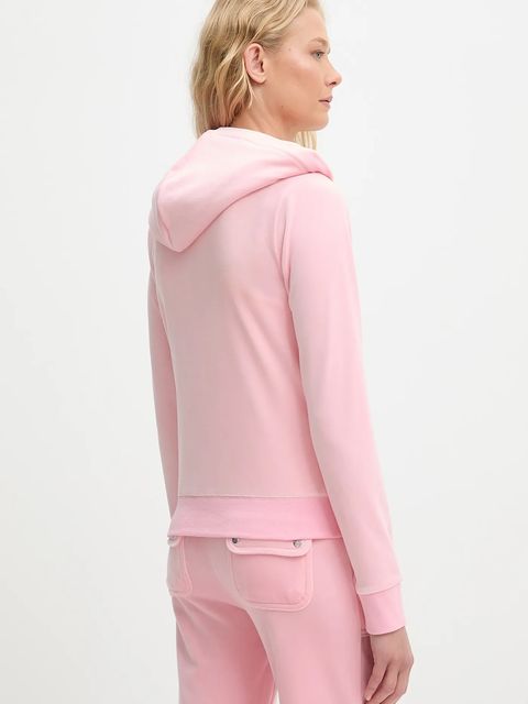 Juicy Couture bluza damska kolor różowy z kapturem gładka JCAP176