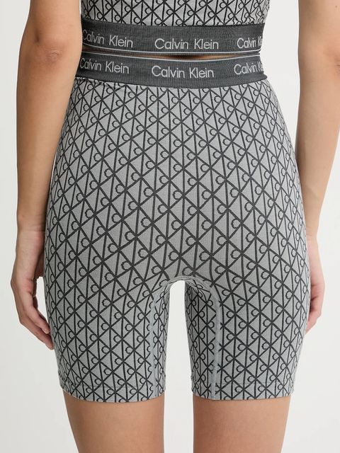 Calvin Klein Underwear szorty lounge damskie kolor szary wzorzyste high waist LV00QF8488