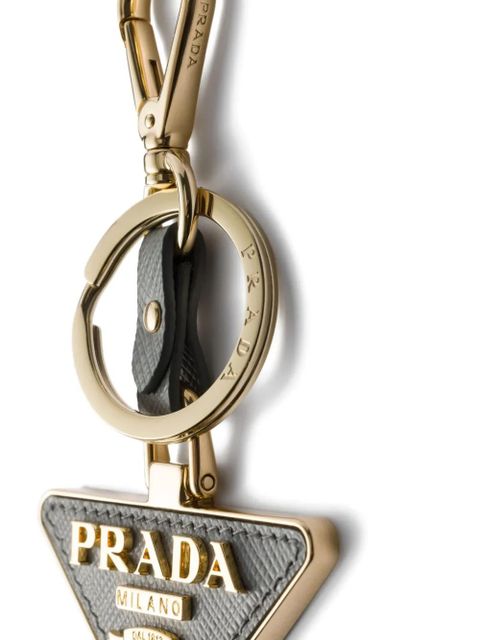 Prada triangle-logo keychain - Gold