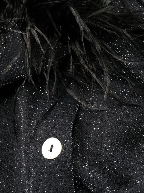 Sleeper Cosmos metallic feather-detail pyjama set - Black