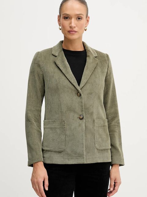 United Colors of Benetton marynarka sztruksowa kolor zielony jednorzędowa gładka 2Q5GDW03I