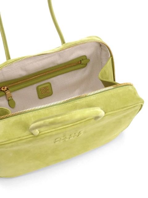 Miu Miu Beau embossed-logo tote bag - Green