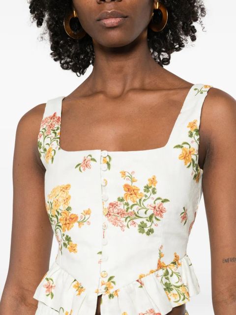 Agua By Agua Bendita Eslabon Cordillera floral-print corset top - White