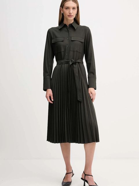 Tommy Hilfiger sukienka kolor zielony midi rozkloszowana WW0WW46582 - zdjęcie produktu nr 1