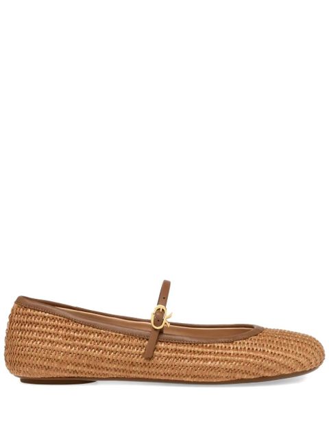 Gianvito Rossi Carla raffia ballet pumps - Brown - zdjęcie produktu nr 1