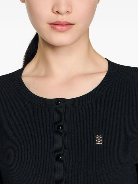 SANDRO pleated knitted mini dress - Black