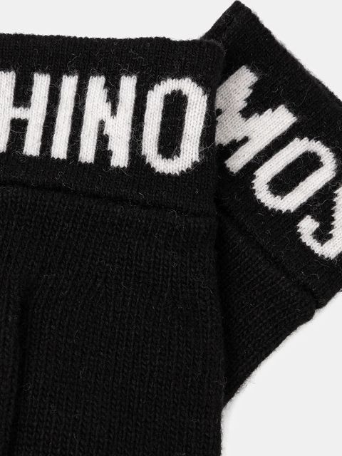 Moschino rękawiczki wełniane kolor czarny - zdjęcie produktu nr 2