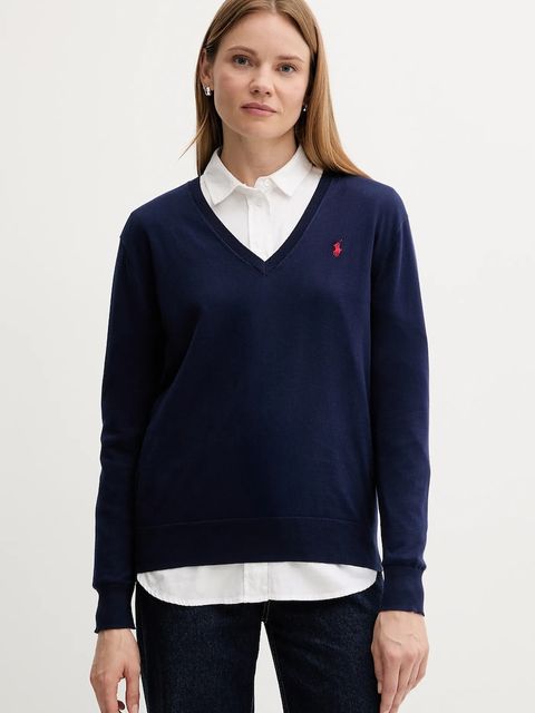 Polo Ralph Lauren sweter bawełniany damski kolor granatowy lekki 211972105 - zdjęcie produktu nr 1