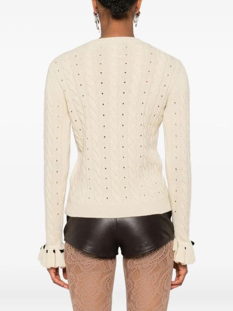 Valentino Garavani cable-knit ruffled-cuff sweater - Neutrals
