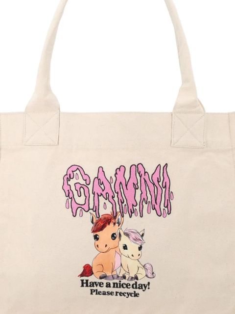 GANNI large graphic pony tote bag - Neutrals - zdjęcie produktu nr 2