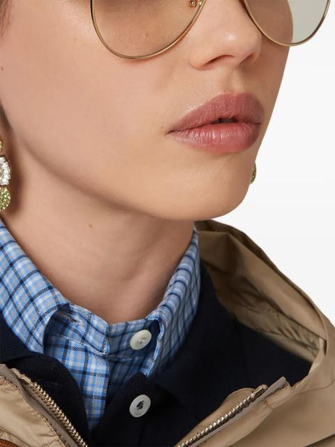 Miu Miu logo-embroidered piqué polo shirt - Blue