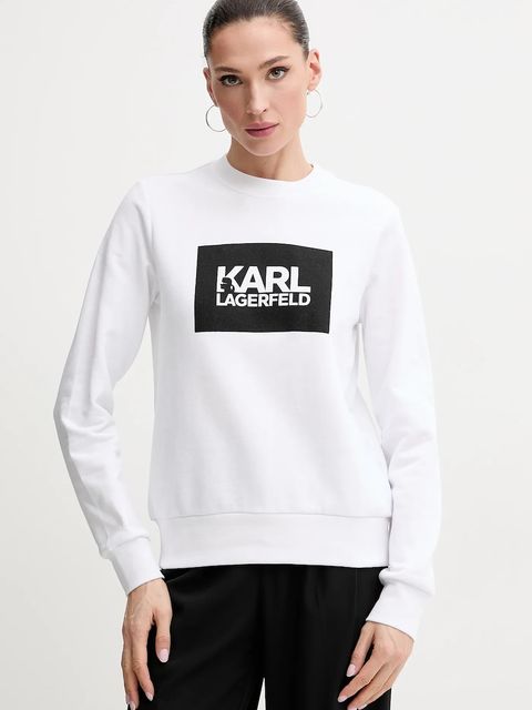 Karl Lagerfeld bluza bawełniana damska kolor biały z nadrukiem ASW20006 - zdjęcie produktu nr 1