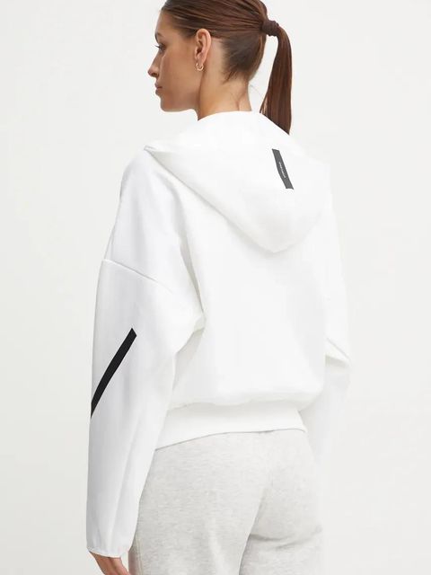 adidas bluza Z.N.E. damska kolor biały z kapturem z nadrukiem JE7849