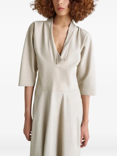 LEMAIRE draped V-neck midi dress - Neutrals