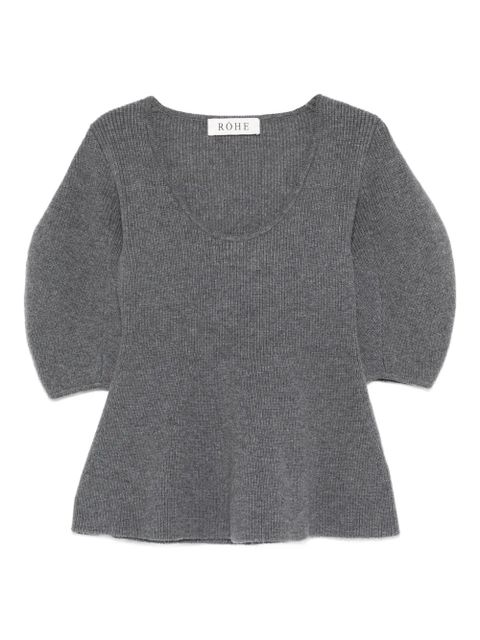 Róhe puffed-sleeve knitted top - Grey - zdjęcie produktu nr 1