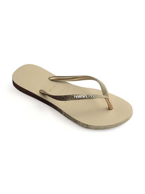 Havaianas japonki SLIM SPARKLE II damskie kolor beżowy na płaskim obcasie 4146093.0154
