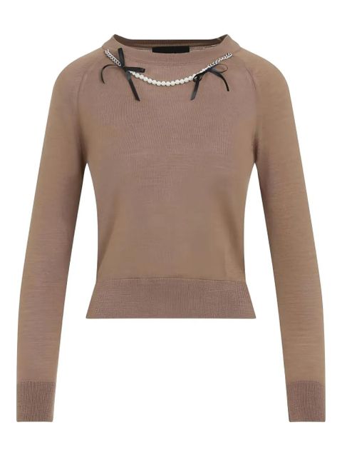 Simone Rocha pearl chain bow sweater - Neutrals
