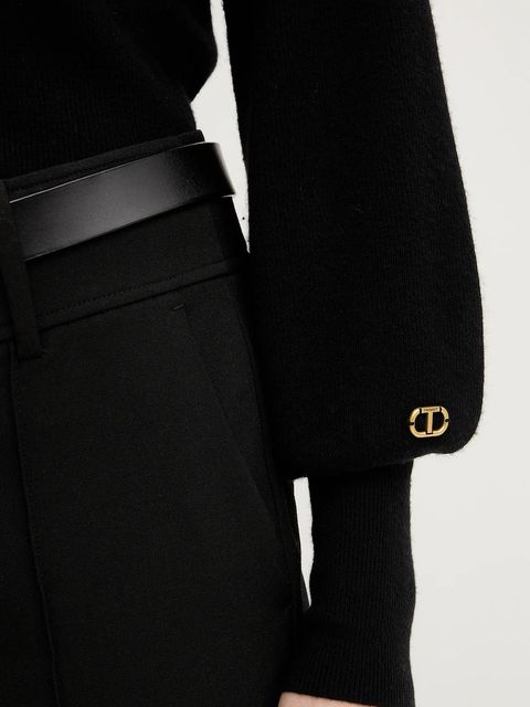 Twinset sweter z dodatkiem wełny damski kolor czarny 252TT3392