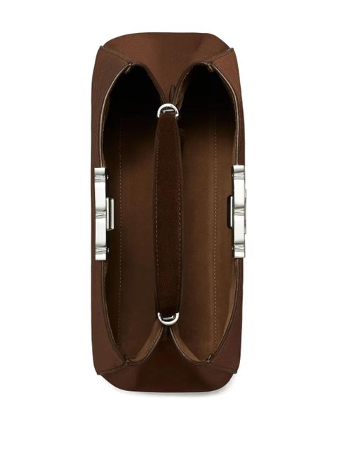 Tory Burch double-T logo suede satchel - Brown