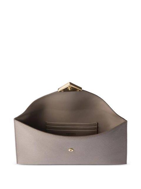 Prada Saffiano leather envelope clutch bag - Neutrals