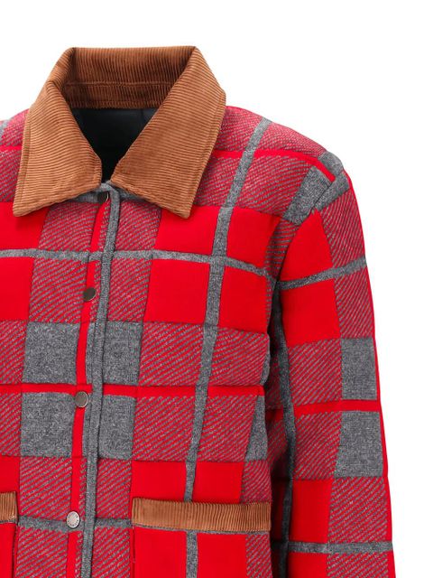 Guest In Residence corduroy-colar check-pattern jacket - Red