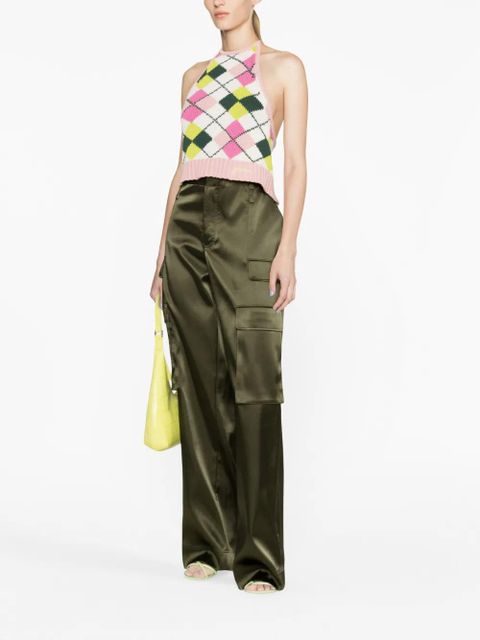 GANNI argyle-check crop top - Pink - zdjęcie produktu nr 2