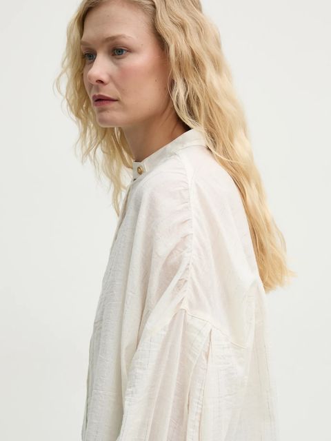 Sessun koszula damska kolor beżowy relaxed ze stójką 25210017