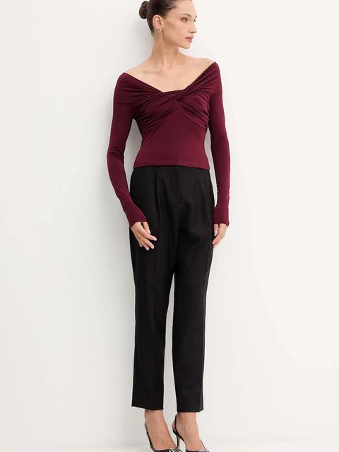 Patrizia Pepe bluzka damska kolor bordowy gładka 2M4477 J333 - zdjęcie produktu nr 2