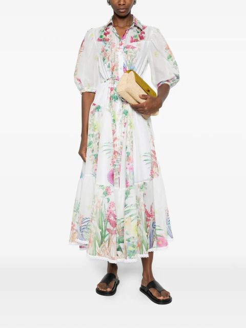 Charo Ruiz Ibiza Criselle floral-detail tiered midi dress - White - zdjęcie produktu nr 2