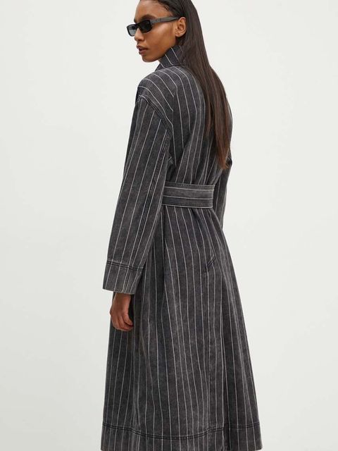 Day Birger et Mikkelsen płaszcz jeansowy Hobbes - Denim Stripes damski kolor czarny przejściowy oversize DAY65243251 - zdjęcie produktu nr 2