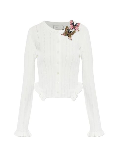 Blumarine butterfly-appliqué cardigan - White - zdjęcie produktu nr 1