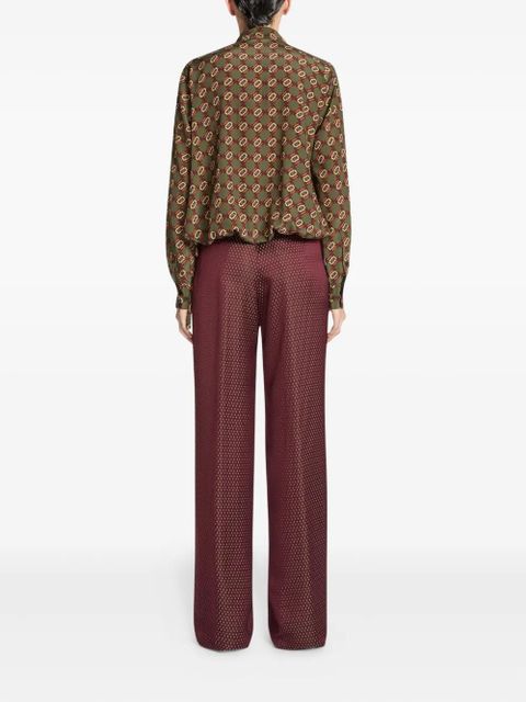 DRIES VAN NOTEN belted jacquard trousers - Red