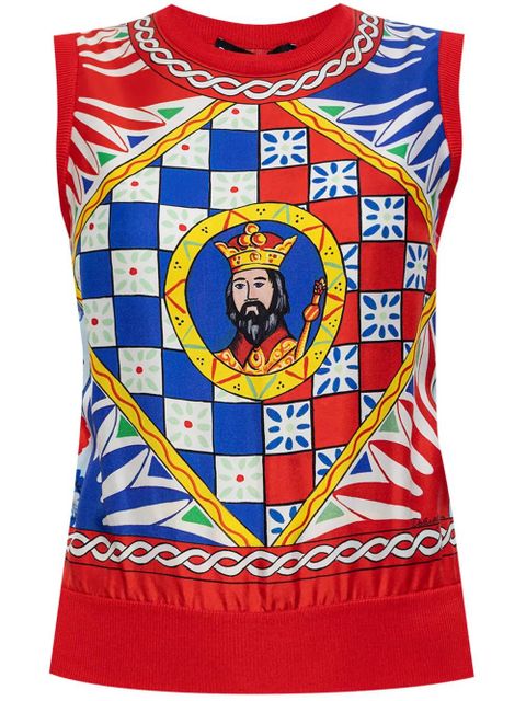 Dolce & Gabbana Carretto-print silk vest - Red - zdjęcie produktu nr 1