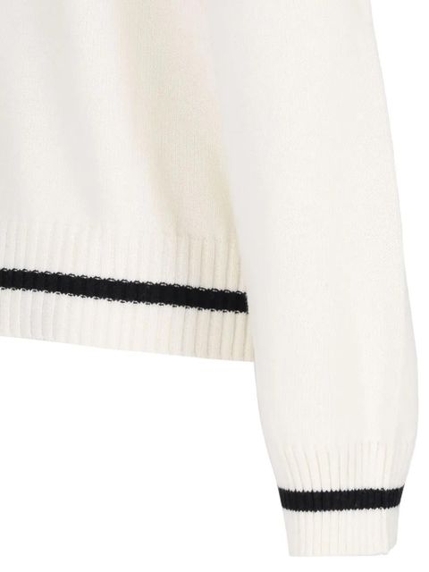 MM6 Maison Margiela logo-knit v-neck jumper - White