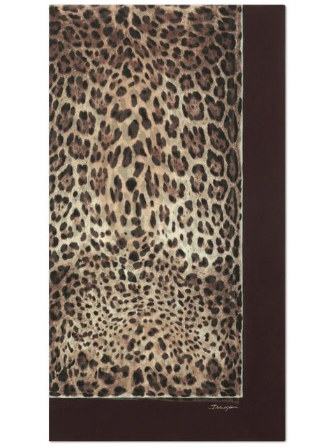 Dolce & Gabbana leopard-print silk scarf - Brown - zdjęcie produktu nr 1