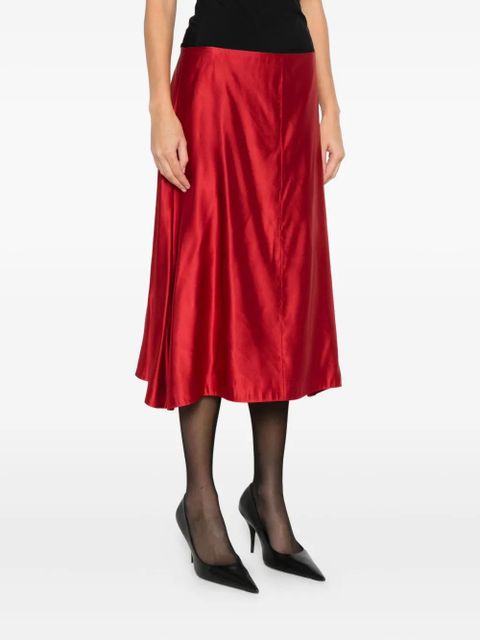 KHAITE satin midi skirt - Red